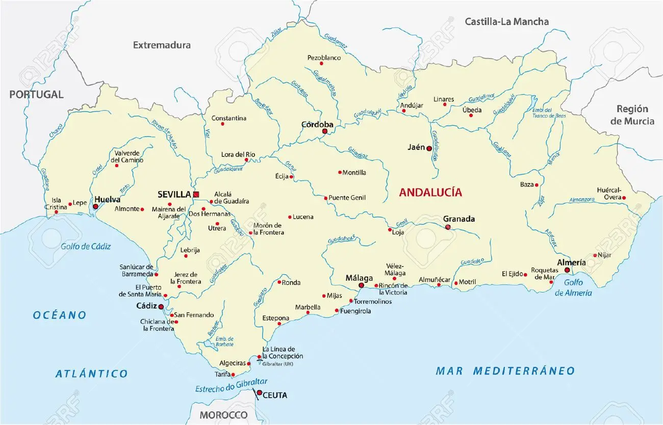 kaart Andalusië