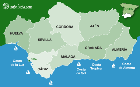 Kaart Andalusië